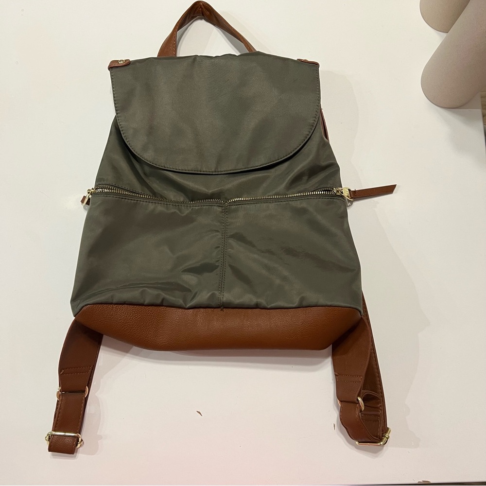 Olive and Brown Backpack